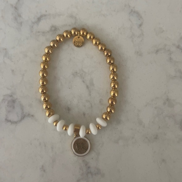 Rustic Cuff Jewelry - Rustic Cuff gold and white bracelet